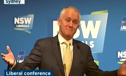 Audience rolls in aisle at Turnbull’s ‘comedy’ act